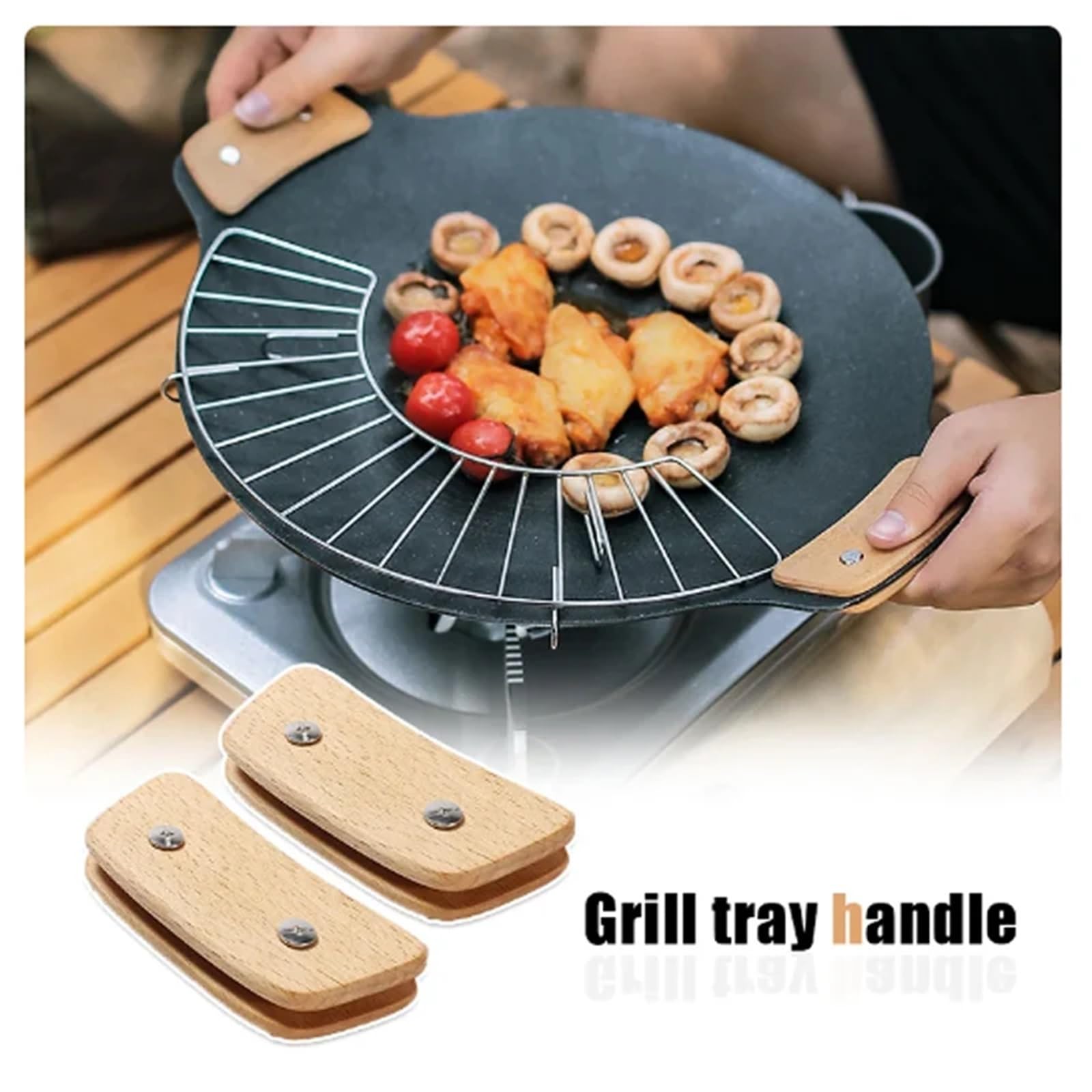 Topfdeckelgriff aus Buchenholz | 2 Paar Holz-Topf-Abdeckungsgriffe, Ersatz-BBQ-Pfannengriffe, Verbrühungen, wärmeisolierter Griff