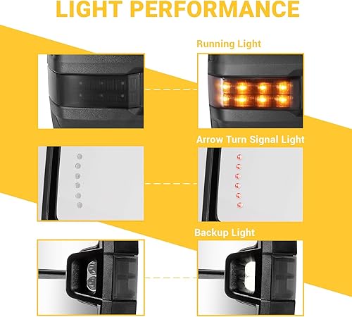 Miniatura 6 de Espejos de remolque para Dodge Ram 1500 2002-2008, Dodge Ram 2500 3500 2003-2009 con función de vidrio eléctrico calentado, luz de señal de giro,