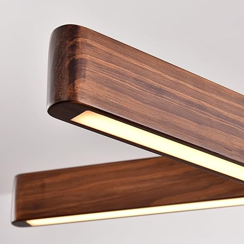 Miniatura 7 de Lámpara colgante lineal de 3 luces, lámpara para comedor, lámparas de araña LED modernas para sala de estar, lámpara de techo de madera regulable,