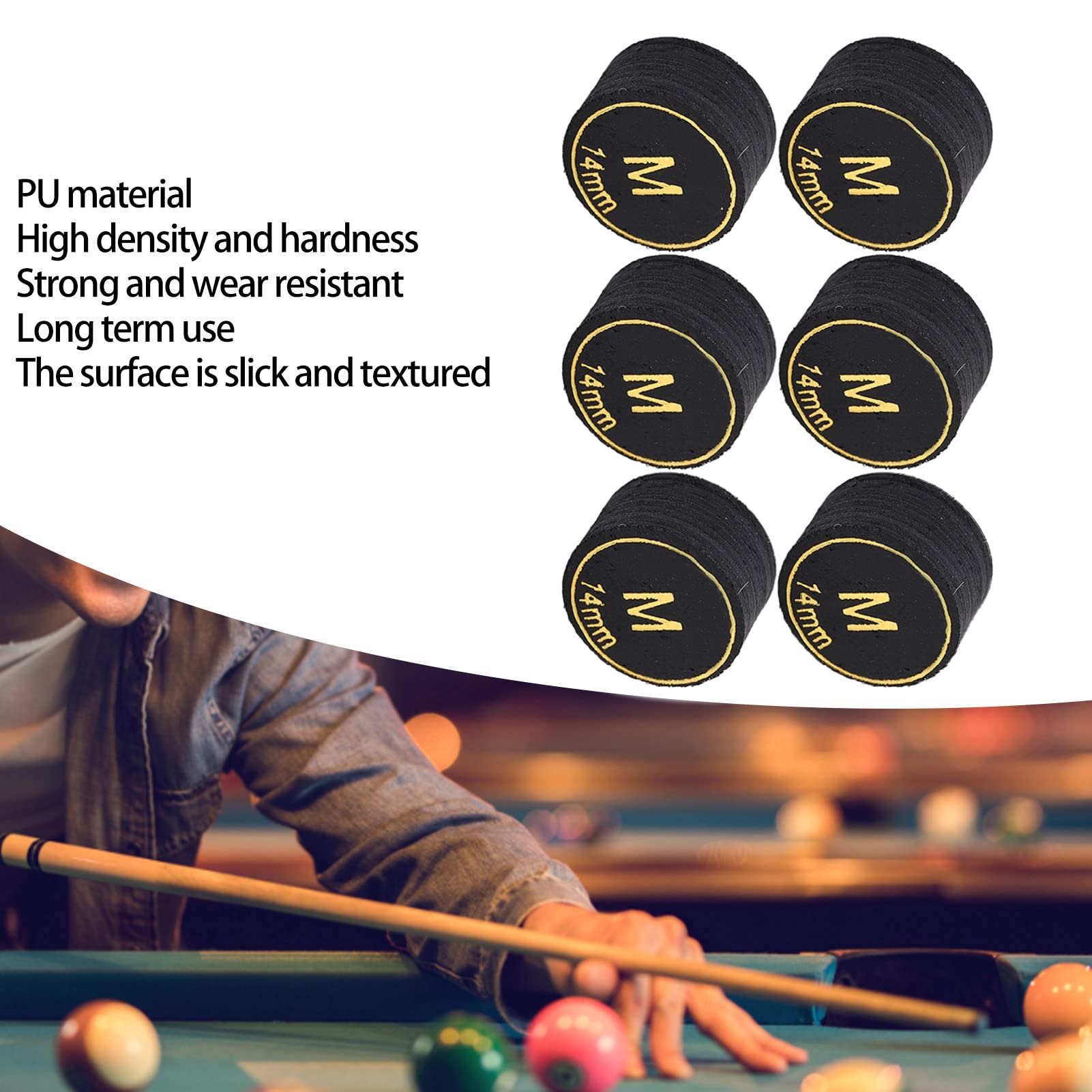 Keenso 6 Punte per Stecca da Biliardo da 14 Mm, Punte per Stecca da Biliardo di Ricambio per Stecche da Biliardo e Snooker (M)