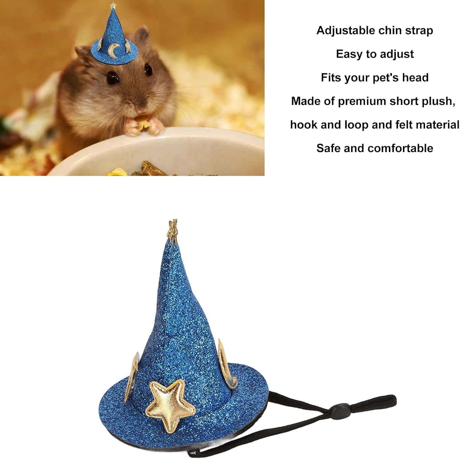 Hamster Hat, Small Animal Top Hat Costume Guinea Pig Wizard Hat Lizard Witch Head Accessories Hamster for Hedgehog Chinchilla Ferret (Blue)