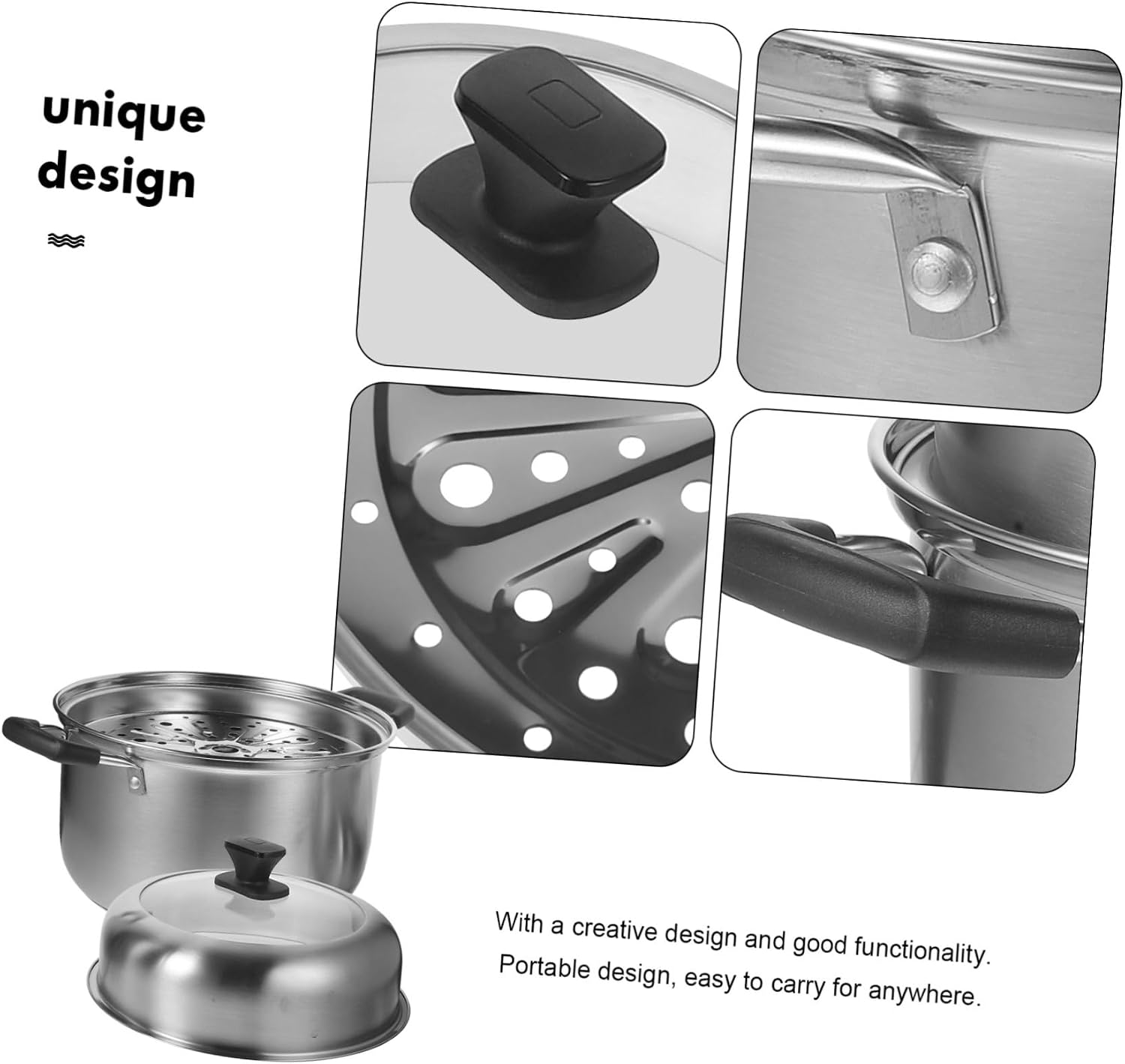 1pc Stainless Steel Multifunction Food Steamer Stockpot for Cooking Convenient Kitchen Cookware for Soup Vegetables and Seafood