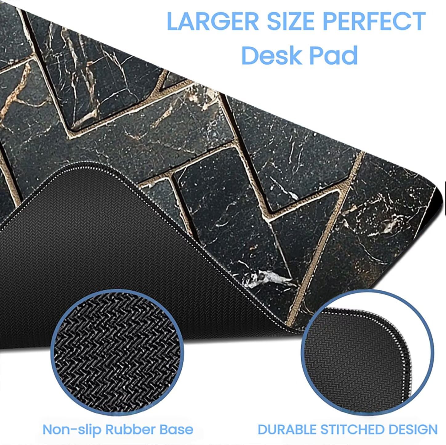 Lpfieonn Retro Großes Schreibtischunterlage, XXL Schreibtischunterlagen, Schwarz XXL Wasserdicht Gaming Mousepad mit Vernähter Rand und Rutschfeste Gummibasis, für Laptop/Hause/Büro 120x60cm PF-3705