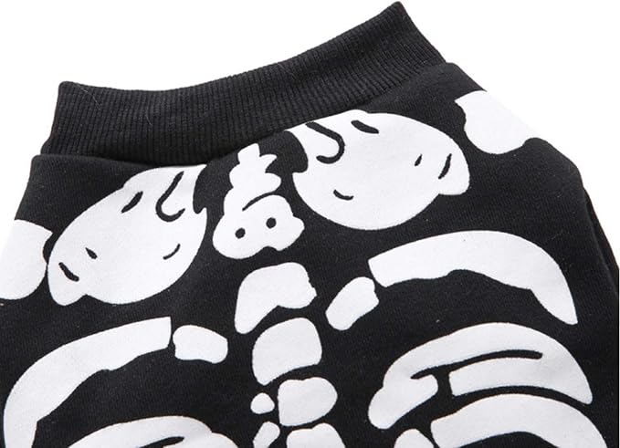 Disfraz de calavera para perros y gatos, talla X-Large, pelaje negro miniatura 8
