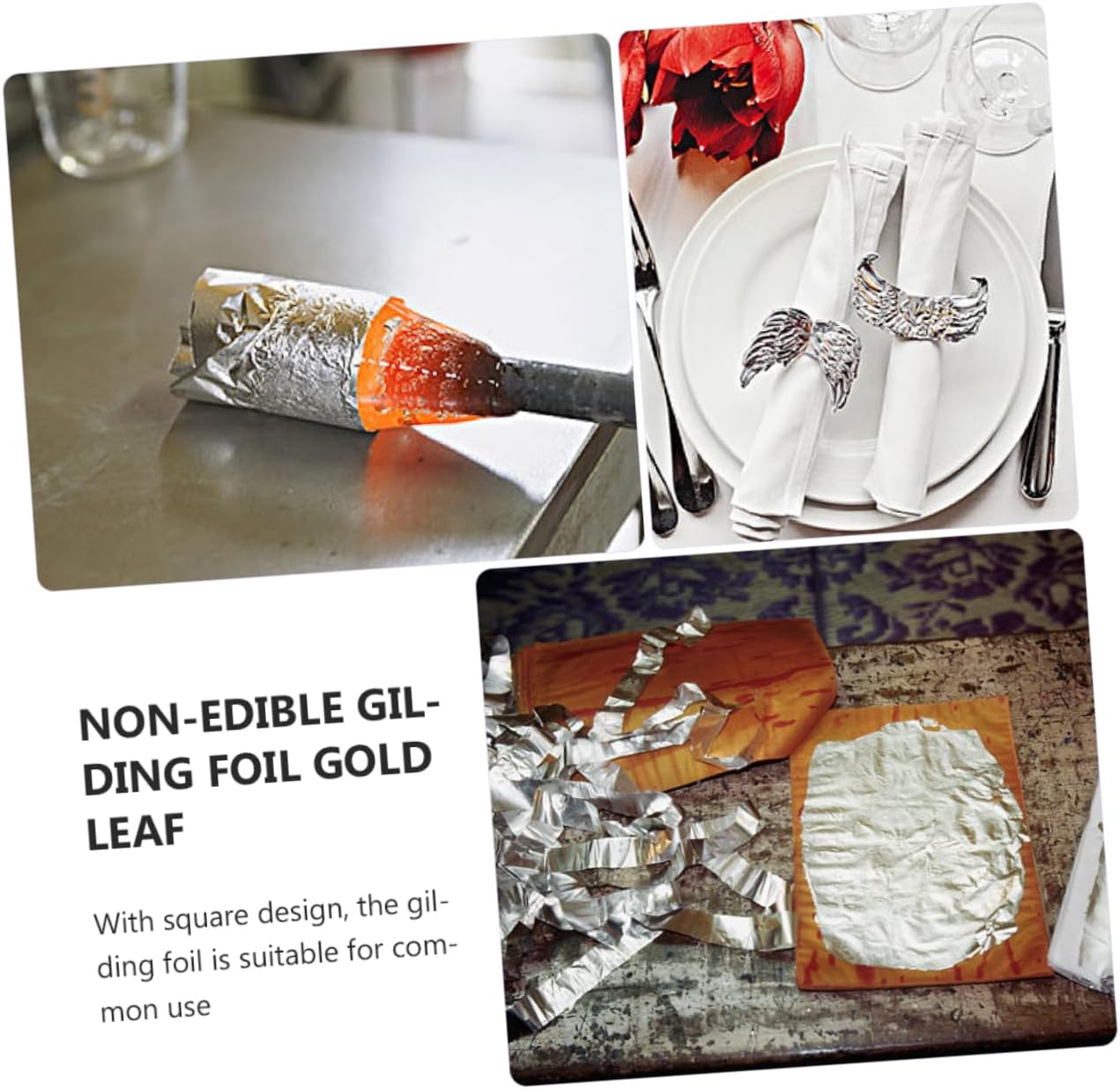 Veemoon 400pcs Silver Foil Leaf Imitation for Art Crafts and Decoration and Easy to Use for Interior Design and Artistic Work