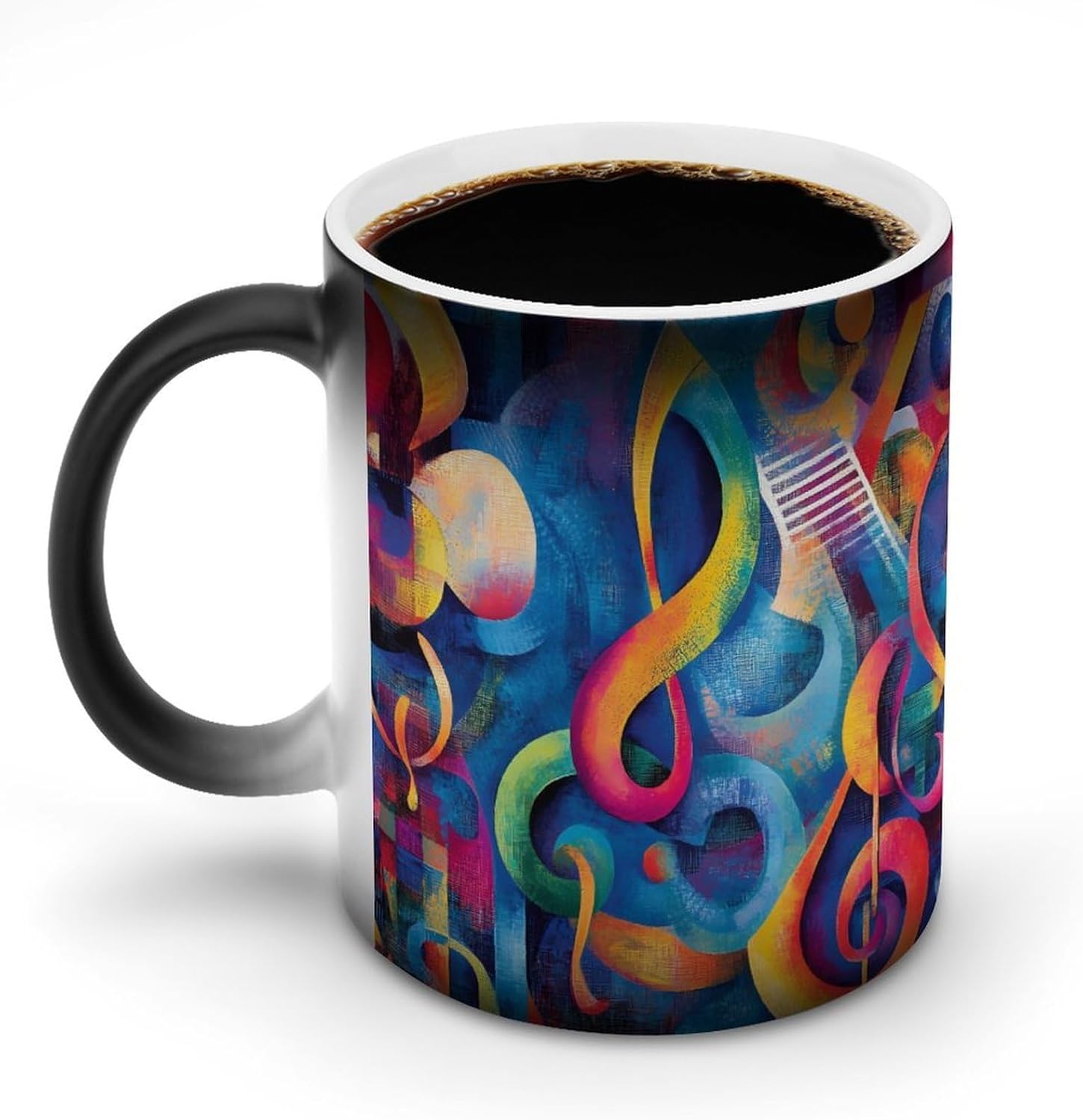 Tie-dye Musical Notes Color Changing Mug Heated Ceramic Cup Heat Sensitive Coffee Mug Fun Gift