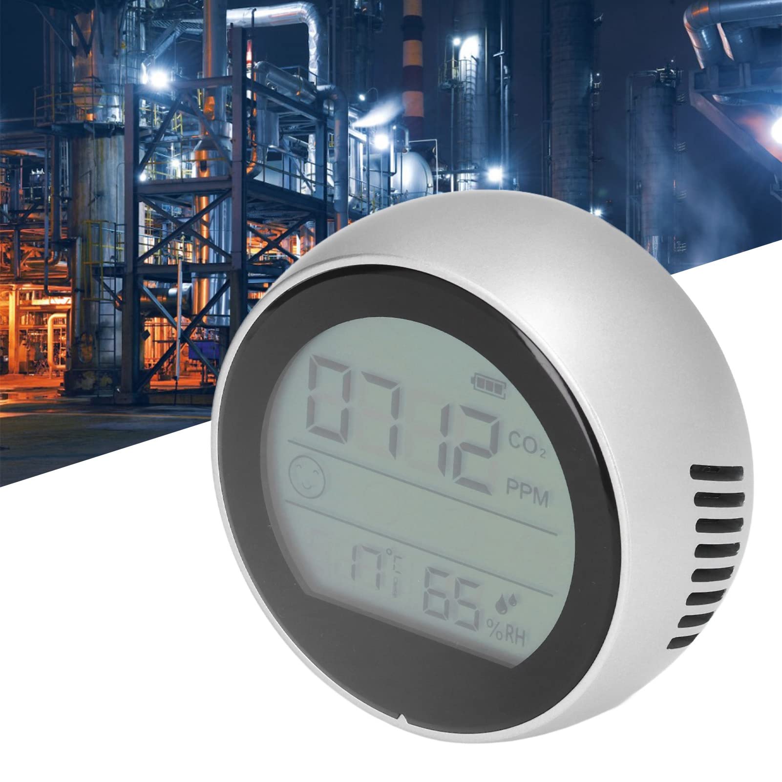 Probador de Temperatura y Humedad para Monitor de CO2 Detector infrarrojo de dióxido de Carbono P8 - para monitoreo de la Calidad del Aire, Uso Industrial y de Laboratorio, (Plata)