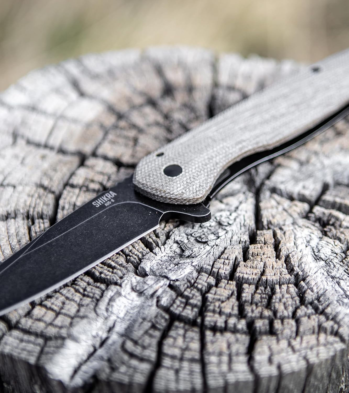 Ontario Knife Company Shikra Framelock Titanium Folding Pocket Knife with Tan Micarta Handle Scale, EDC Knife – ON8599