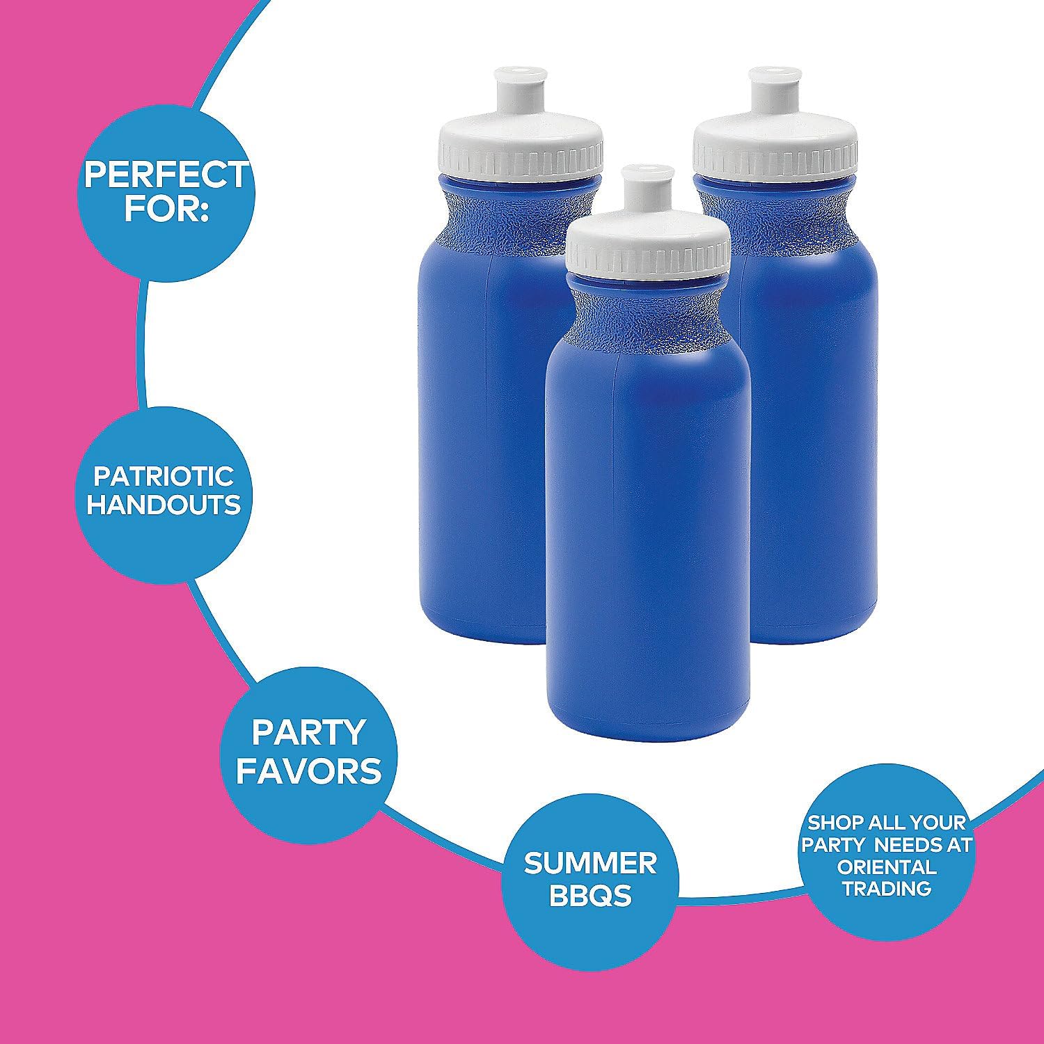 Fun Express 20 oz. Blue Plastic Water Bottles - 50 Pieces