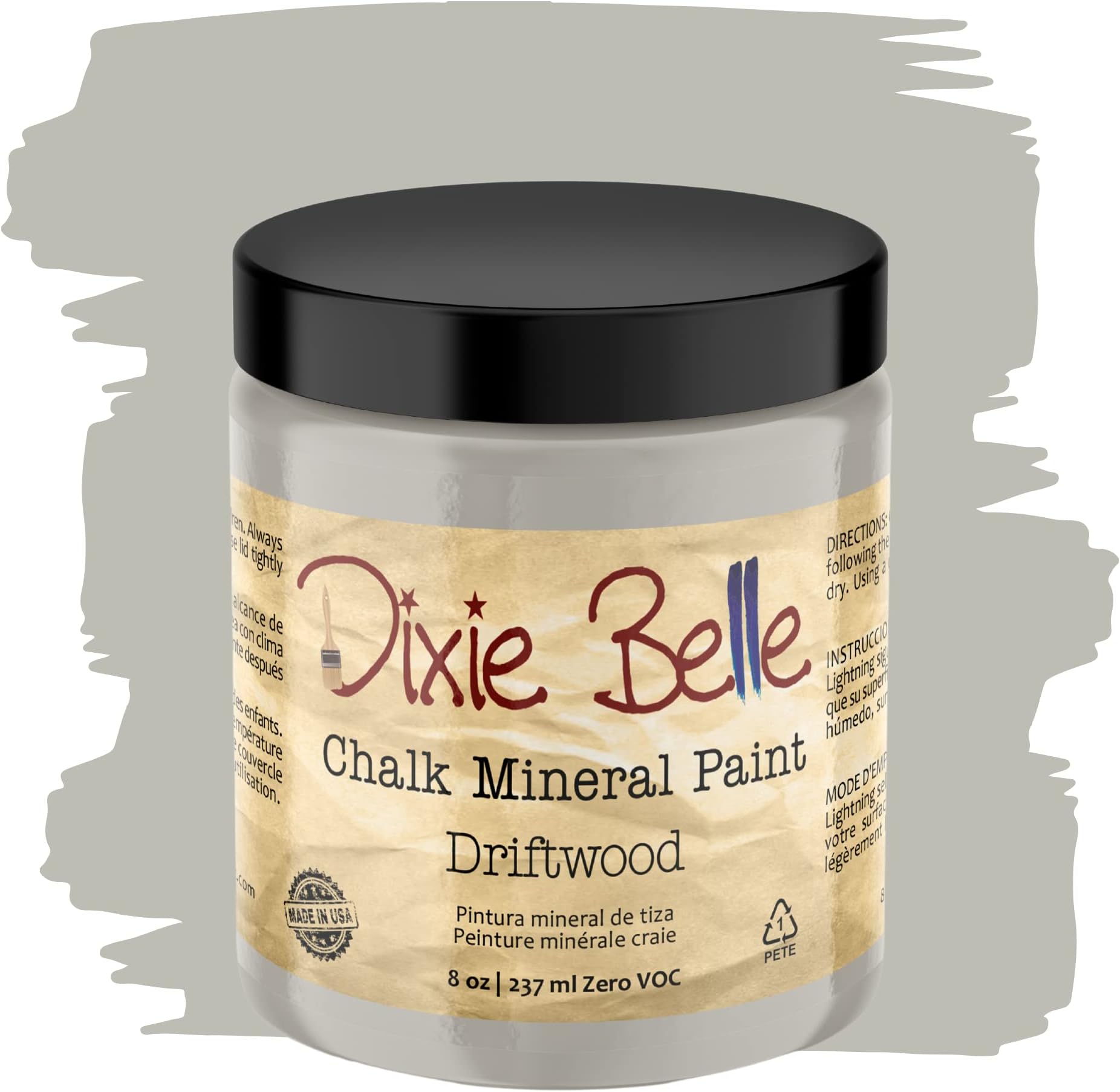 Dixie Belle Paint Company Chalk Finish Furniture Paint - Driftwood (8oz) - Matte Light Gray Chic Chalk Mineral DIY Furniture Paint