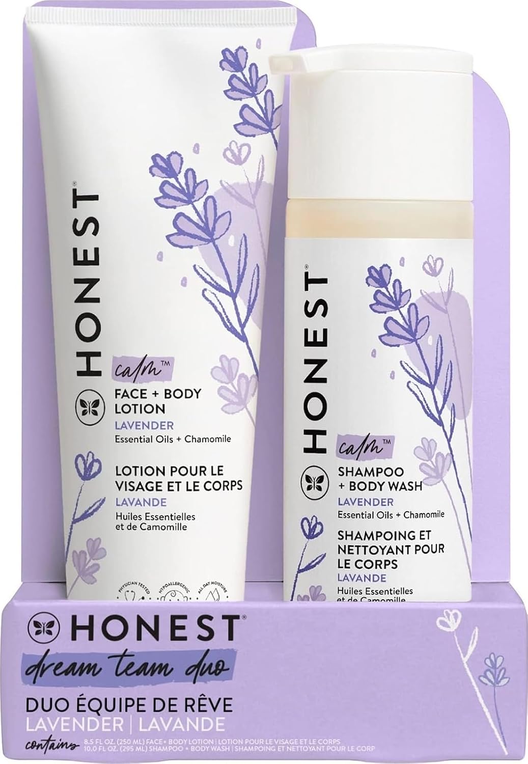 The Honest Company Shampoo Body Wash & Lotion, Lavender Calm, 18.5 fl oz | Shampoo, Body Wash & Lotion Duo, Lavender Calm, 18.5 Fl Oz. Naturally Derived, Gentle For Baby's Sensitive Skin.