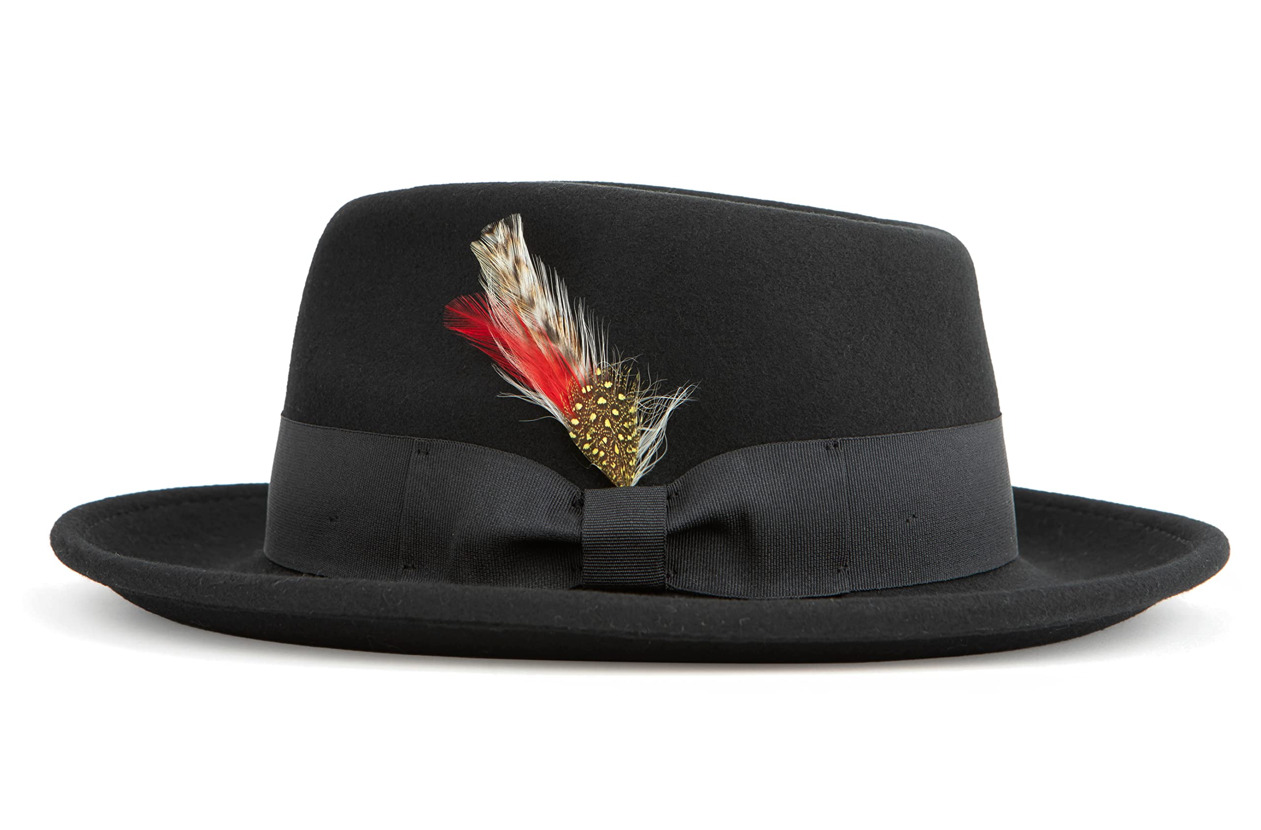 Mens Fedora Hats, Short Brim Fedora, 100% Wool Crushable Hat, Packs Easy, Stain Resistant, Stylish Fedora