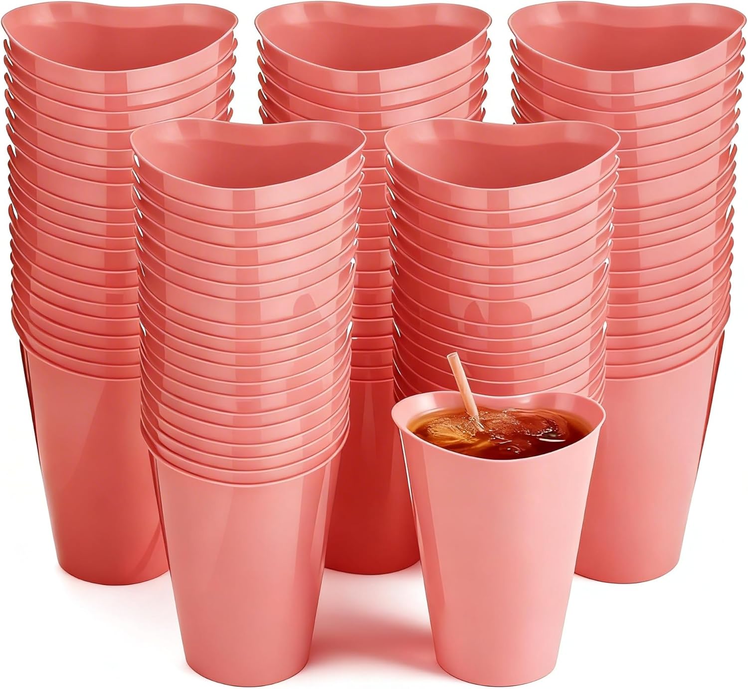 12 oz Plastic Cups 50 Pack, Reusable Party Favor Cups bulk, Clear Plastic Water Cups for Party, Picnic, Travel, Bathroom, Birthday and Everyday (50, Red)