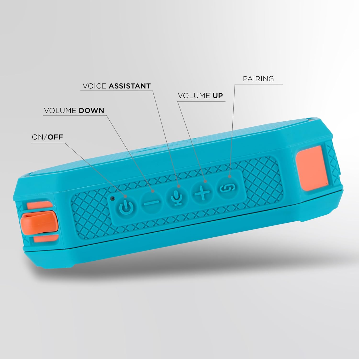 Жогорку view of the Altec Lansing Hydramini 2.0 speaker showing labeled control buttons