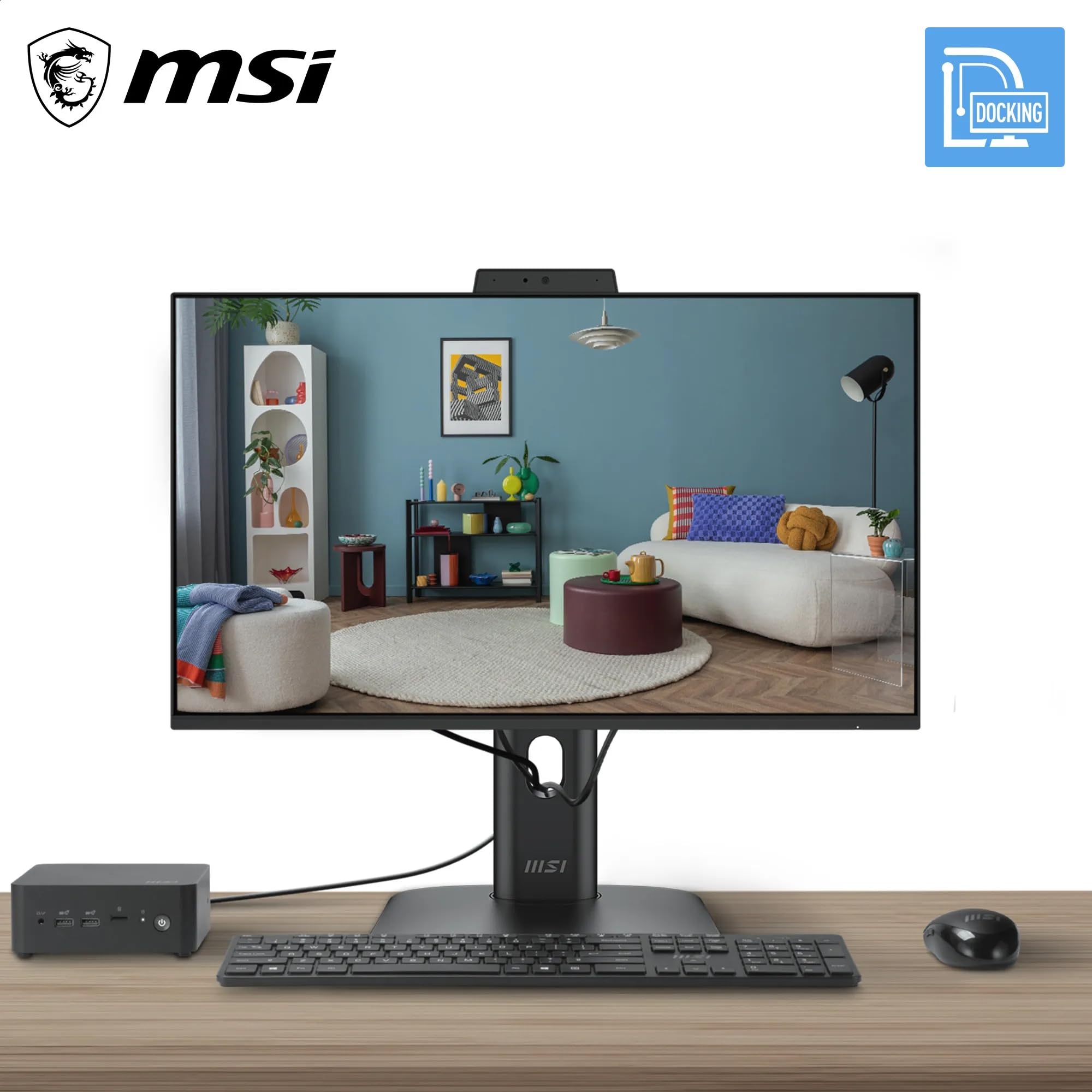 MSI Pro MP245PDG E14 Station d'accueil FHD 23,8", 1920 x 1080 IPS, 144 Hz, 1 ms, chaîne en Marguerite, Port LAN, Haut-Parleur/Micro intégré, KVM, PiP/PbP, HDMI 2.0b, DP 1.2a, USB Type-C (98 W PD