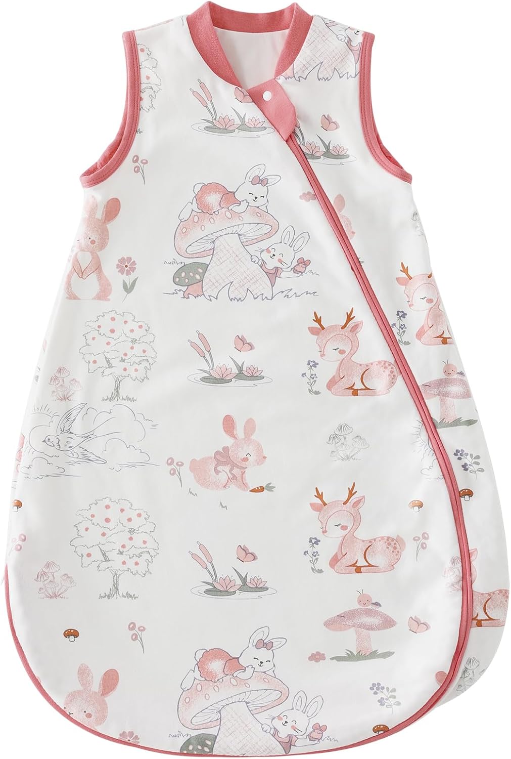 Baby Sleep Sack, 1.0 Tog Organic Cotton Sleeveless Sleeping Sack for Babies, 2-Way Zipper Toddler Wearable Blanket