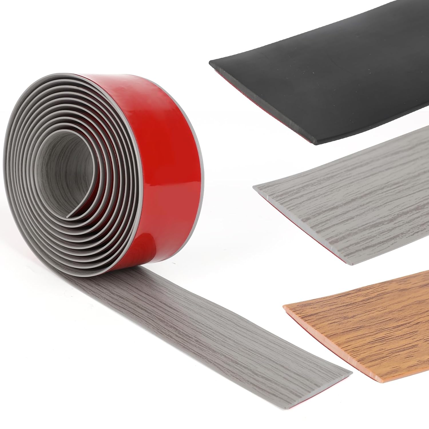 2 Inch x 20 Feet Floor Transition Strip Cover Strips, Self Adhesive Vinyl Flooring Transitions Flat Divider Strip for Floor Carpet,Threshold, Floor Tiles, Doorway and Gaps-Gray Wood Grain