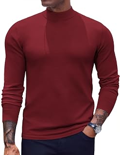 Men's Mock Turtleneck Sweaters Long Sleeve Casual Knit Shirts Half Neck Thermal Lightweight Pullover Sweater