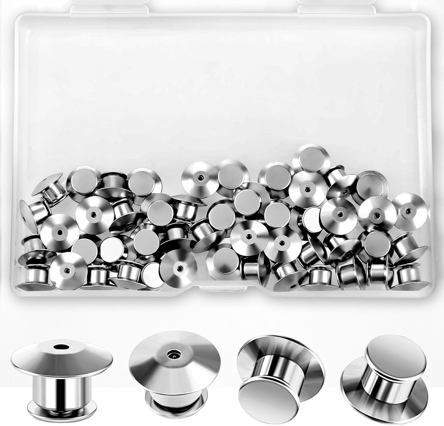 50 Pcs Locking Pin Backs, Metal Pin Backs Locking Clasp Silver Keepers Secure Pins Back for Badges Lapel Pins Brooches DIY Crafts Jewelry Making