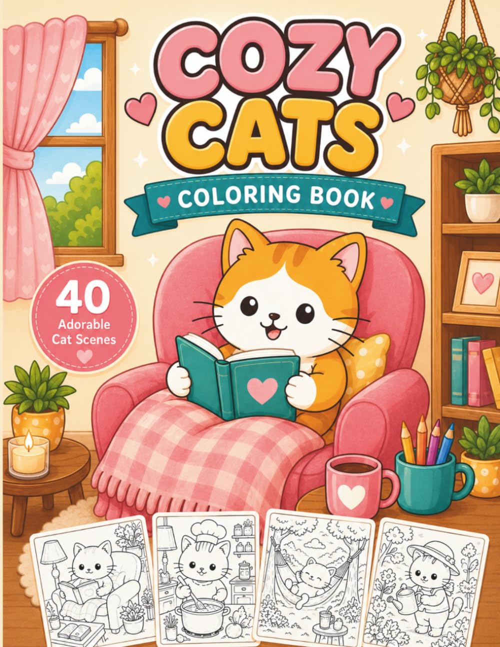Cozy Cats Bold & Easy Coloring Book