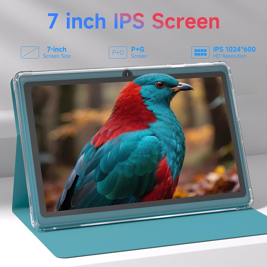 Android 14 Tablet 7 inch Tablets with Case, 8GB RAM 32GB ROM 1TB Expand, Quad-Core Processor Tablet PC, 1024 x 600 IPS Screen, Dual Camera, 3000mAh Battery, Bluetooth, WiFi, GMS, Widevine L1, Navy, image 3