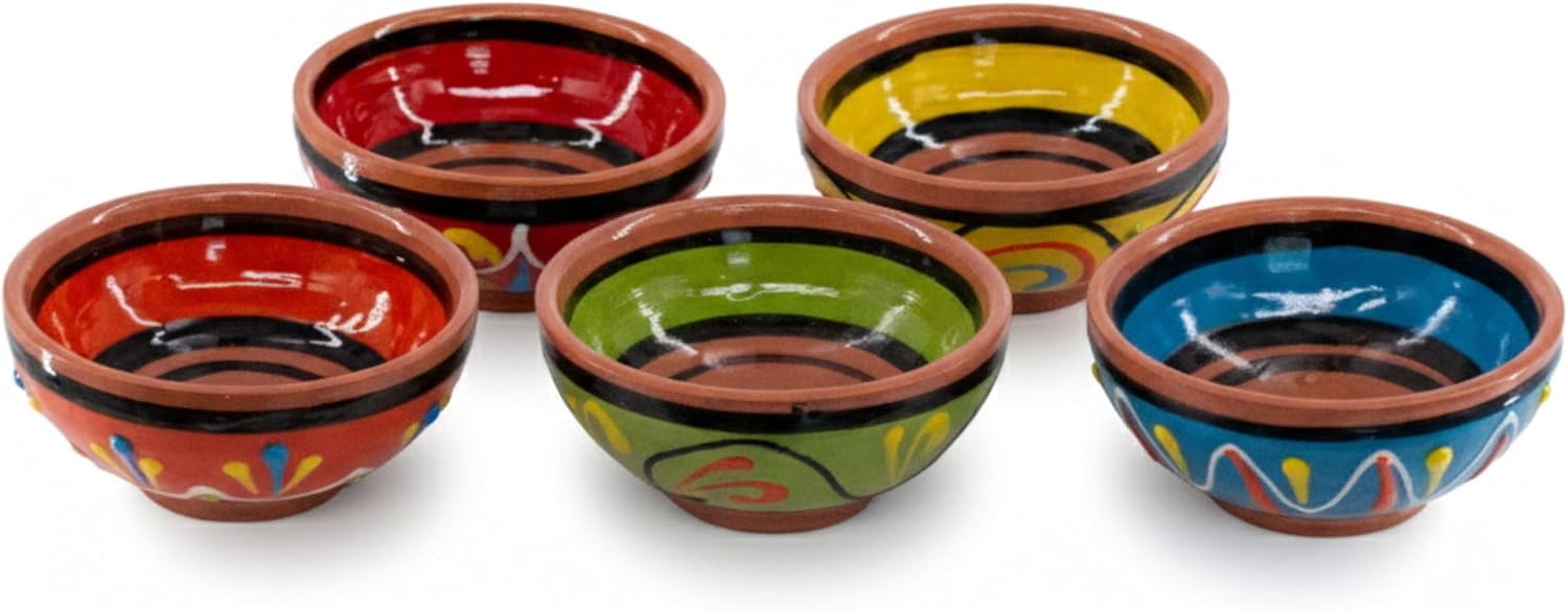 Cactus Canyon Ceramics Spanish Terracotta 5-Piece Tiny Super Small Mini-Bowl (Pinch Bowls) Set, Multicolor - Image 2