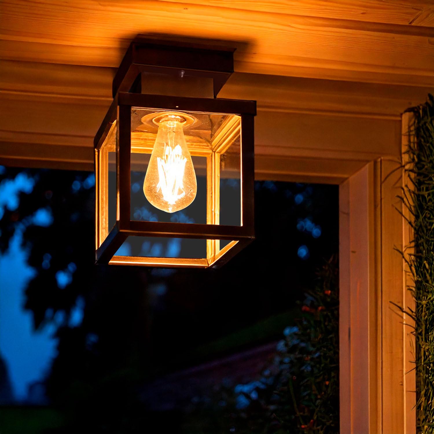 LEDKIA LIGHTING Applique da Soffitto per Esterni Alluminio Theia Nero E27