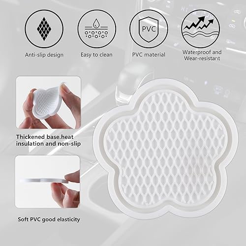 Miniatura 3 de GaRhomxy  Posavasos para automóvil, universales, con forma de flor, antideslizantes y empotrados, lindos accesorios para el interior del automóvil