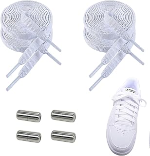 KARELLS 2 Paar Flach Sneaker Schnürsenkel, 8mm Breite Flat Sneaker Shoelace, 120cm Breite Elastische Schnürsenkel Ohne Bin...