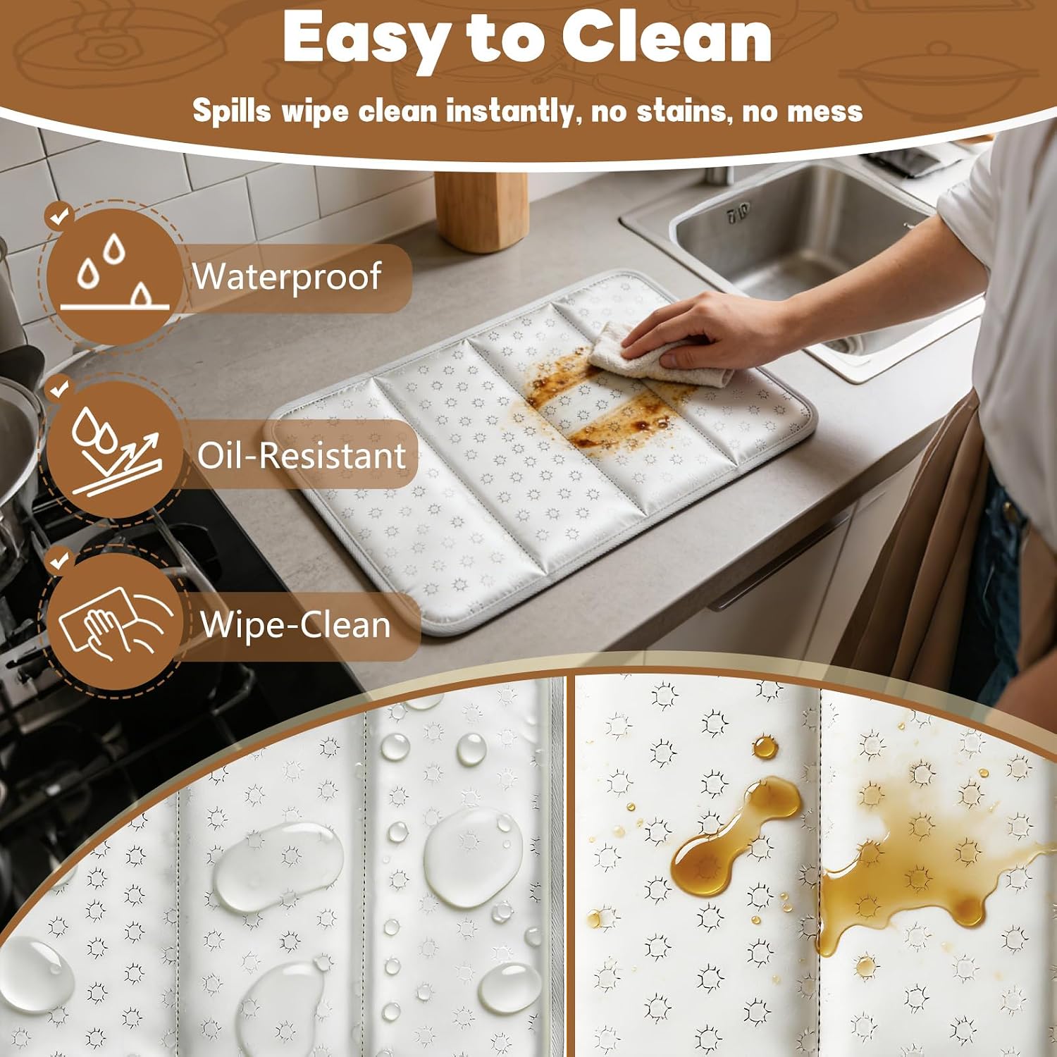 Heat Resistant Mat for Countertop, 23.6×15.7 in Heat Proof Pad for Air Fryer & Oven, Foldable Countertop Protector, Waterproof Insulation Pad for Food Warming Mats