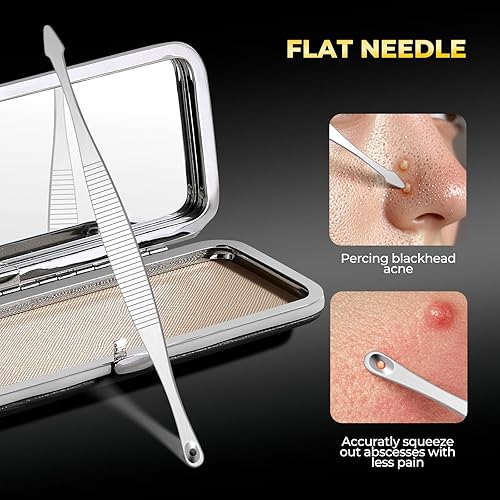 Miniatura 7 de Herramientas profesionales para eliminar puntos negros, kit de herramientas para reventar espinillas, manchas, estallido de puntos blancos, 8 piezas