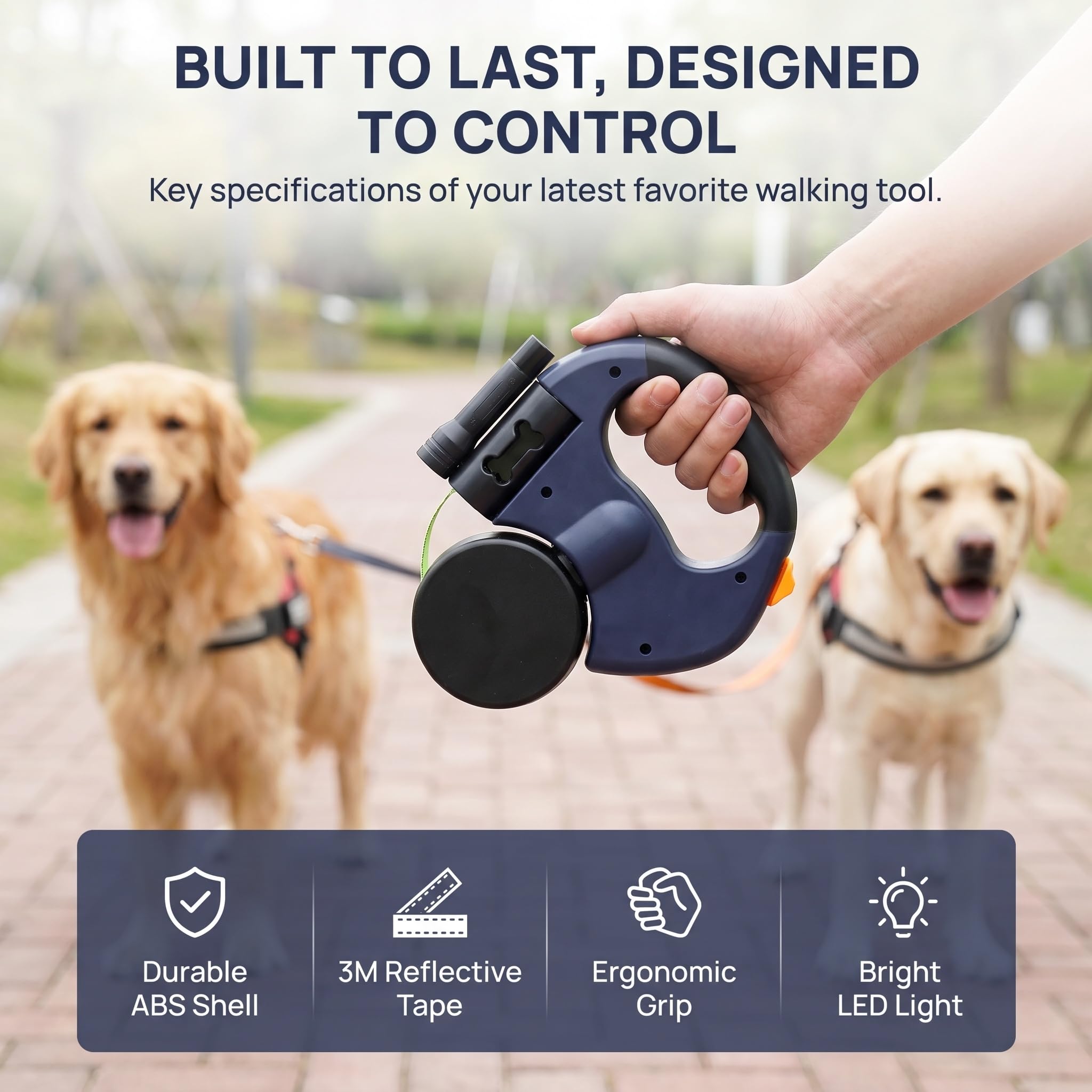 Correa Doble 360° Antienredos para 2 Perros, 3 M con LED & Caja