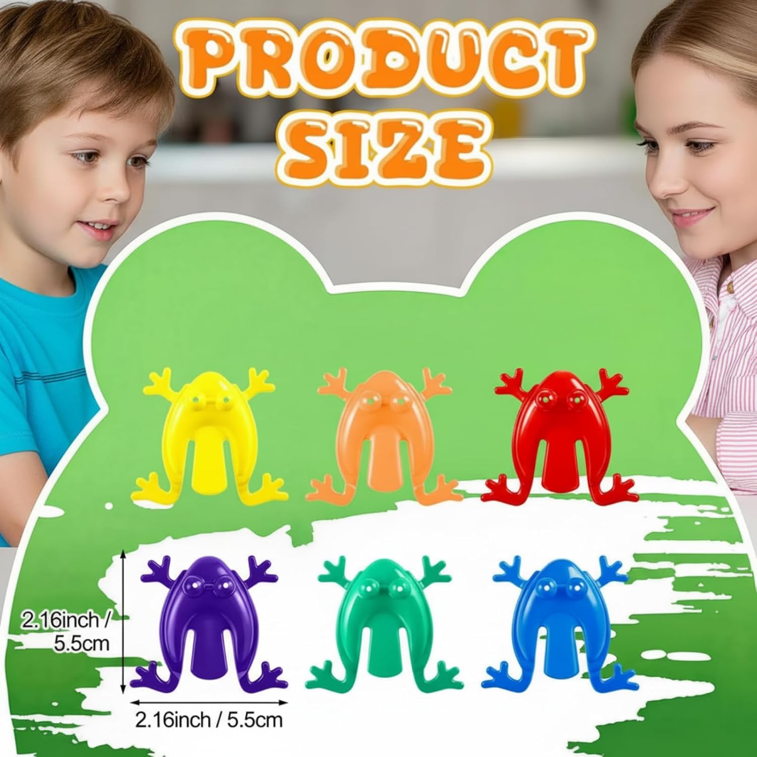 Skylety 54 Pcs Jumping Frog Toy 2 Inches Assorted Colors Plastic Frogs Toys for Passover Halloween Party Favors Birthday Gifts, 6 Colors