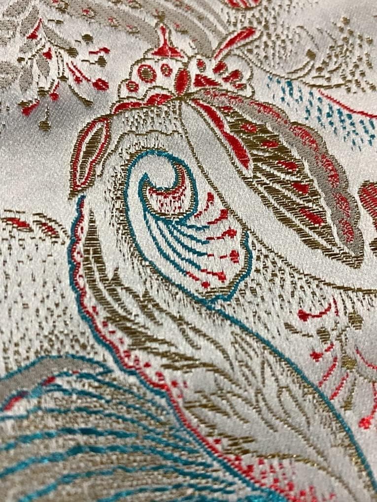 LNNW Tissu Tissu en Satin de soie, brocart de fleurs et de papillons, tissu artisanal brodé de 72cm de largeur for l'artisanat et les costumes de bricolage pour habillement,couture(Bianco,2m)