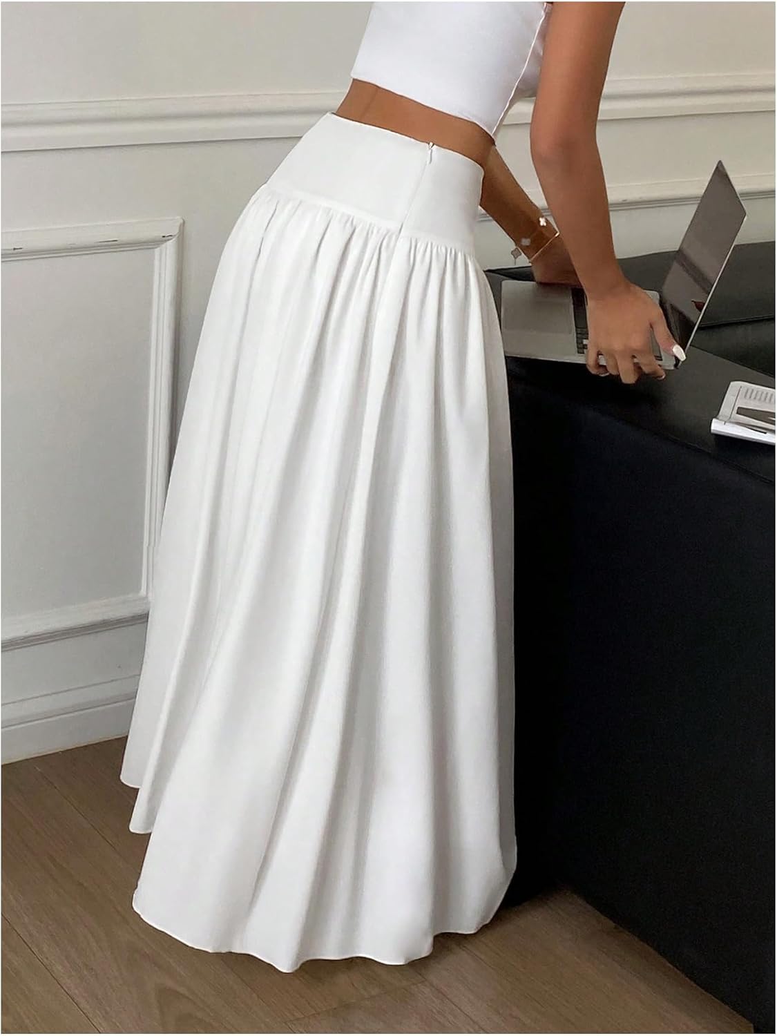 Milumia Women's Flared Flowy Long Skirt High Waist Maxi Skirts Elegant - Image 2