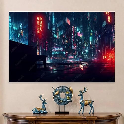Miniatura 6 de CDDYQBN Cyberpunk Art City Landscape Cyberpunk City Night Scene Póster de arte de pared, lienzo, decoración de pared, decoración del hogar,