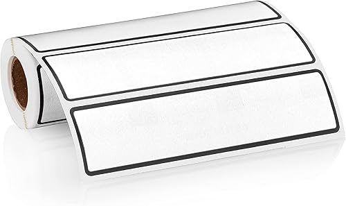 Carstens Etiquetas adhesivas adhesivas, 5 38 x 1 38 pulgadas, etiquetas para carpetas de anillos de 1.5 a 4 pulgadas, color blanco, rollo de 200