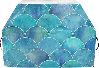 Fundas para barbacoa, cubierta Oxford para parrilla Weber, Brinkmann, Char Broil impermeable, resistente al viento, a prueba de rasgaduras, color verde azulado, escalas onduladas, cubierta de gas para