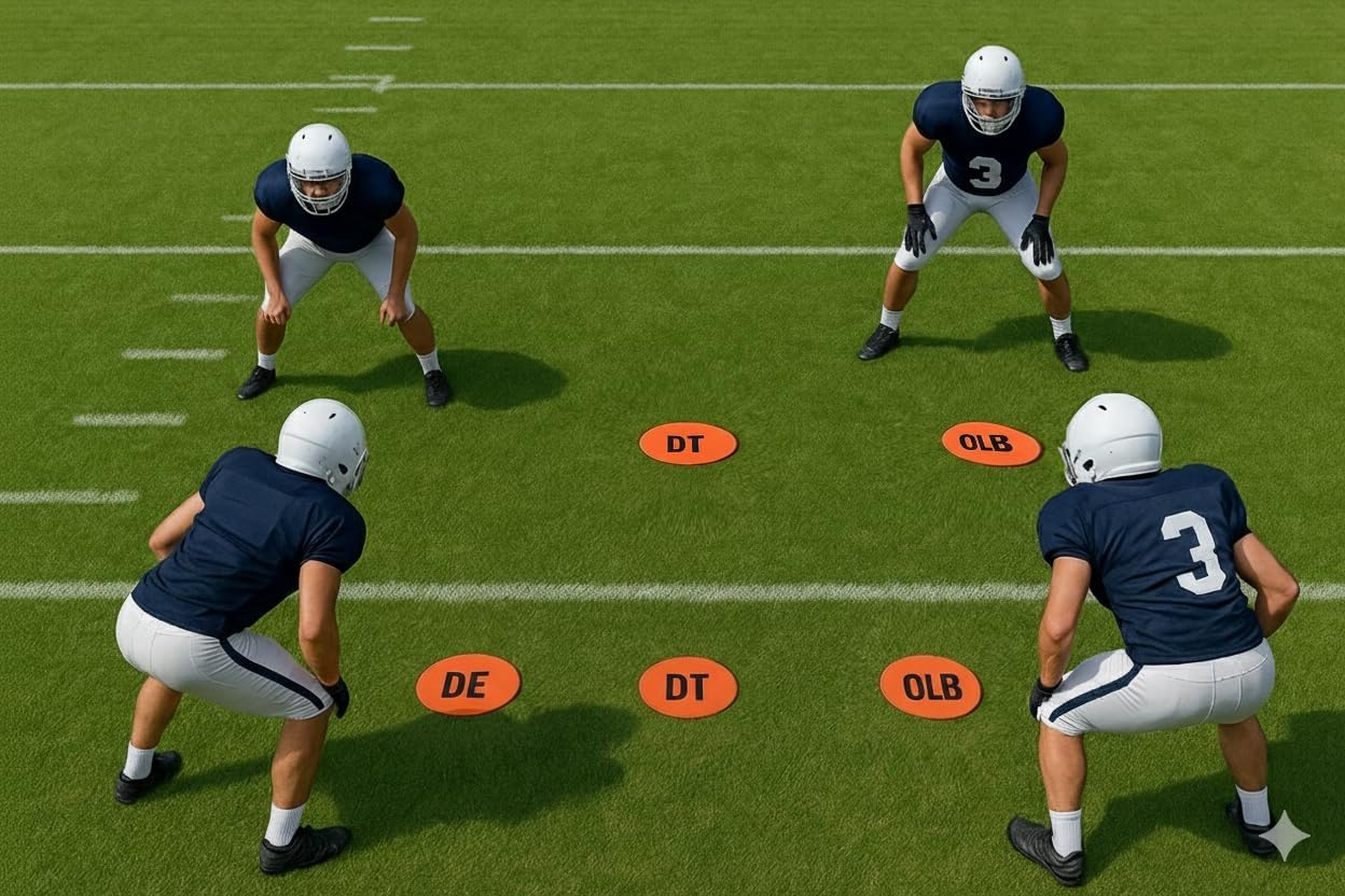 Football Defense Drill Cone Set Flexible 3-4/4-3 Defensive Formation Training Cones, Durable Marker Discs for Coaches, Practice, and Team Drills