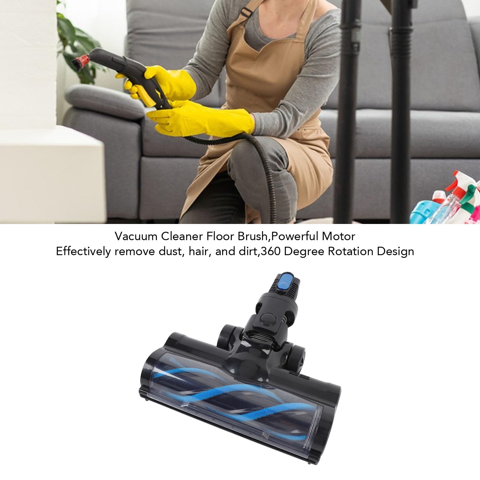 Cepillo de piso eléctrico, cepillo giratorio de 360 grados,Cepillo de aspiradora inalámbrica,Accesorios de aspiradora Accesorios de limpieza doméstica Accesorio de cepillo de vacío 3