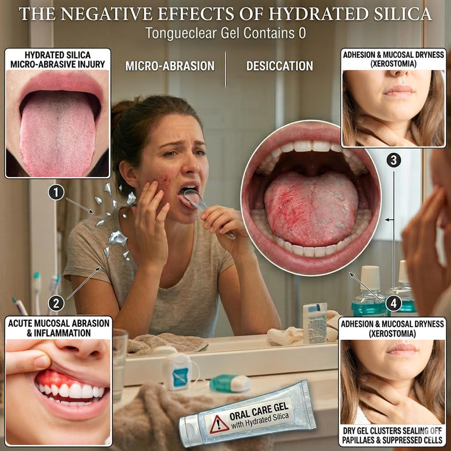 Tongueclear Combo eficaz de raspador de lengua y cepillo oral para adultos, limpiador ergonómico de lengua que promueve un aliento más fresco, paquete de limpiador de mucosa oral, esencial para el
