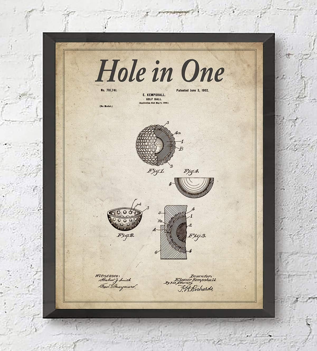 Golfing Wall Art Prints with Slogans, Set of 4, Unframed, Vintage Golf Club, Golf Ball, Golf Tee, Golf Bag Patent Home and Wall Decor Gift, 8x10 inches
