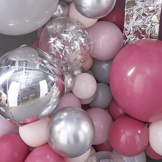 Product image for PartyWoo 140 pcs Blue and Silver Balloon Arch Kit and PartyWoo 140 pcs Dusty Pink Balloon Garland - 3