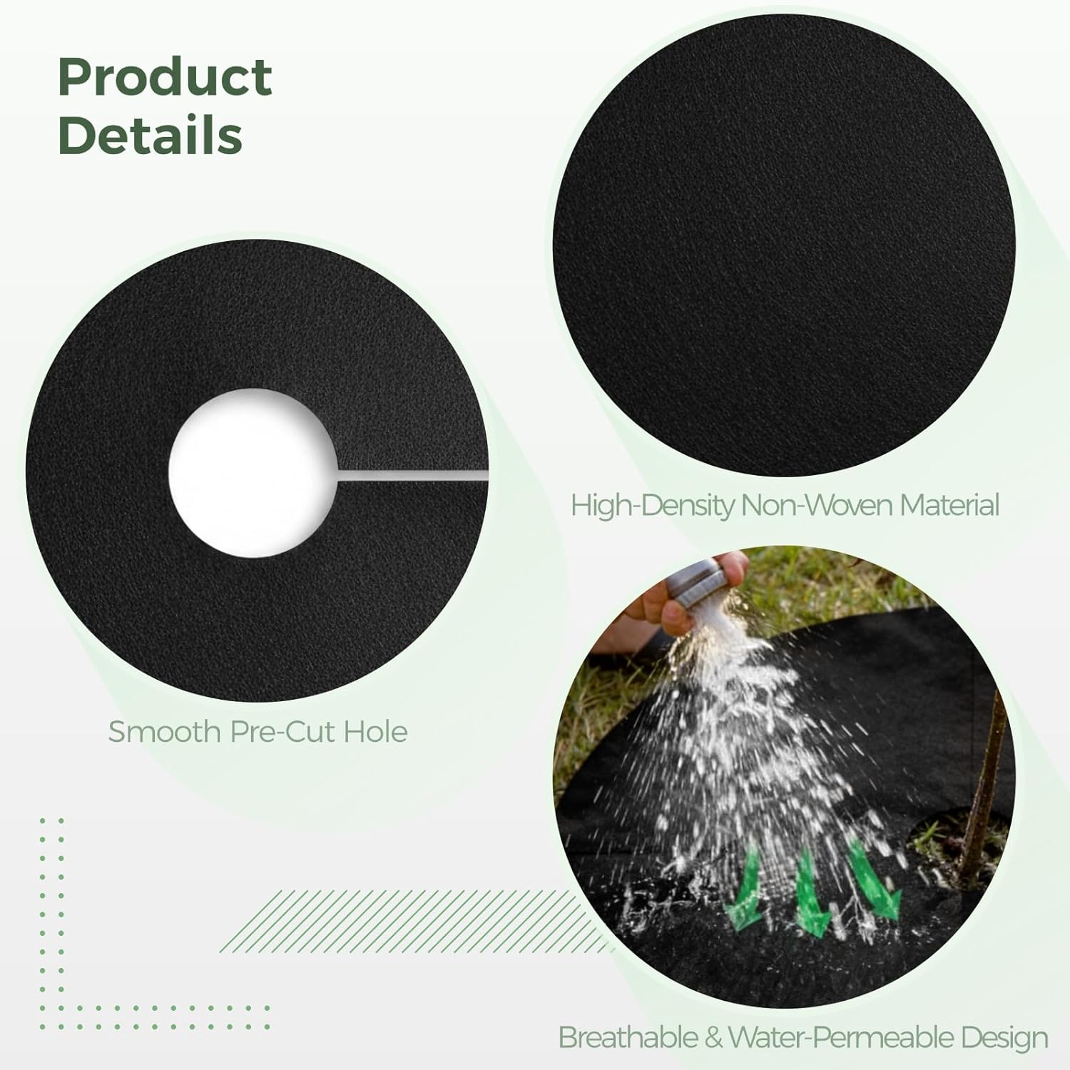 OMISTAR 12 Pcs Non Woven Tree Rings, 20.5 Inch Weed Barrier Mats, Round Landscaping Fabric for Weed Prevention and Root Protection, Easy to Use Pre-Cut Garden Mulch Covers