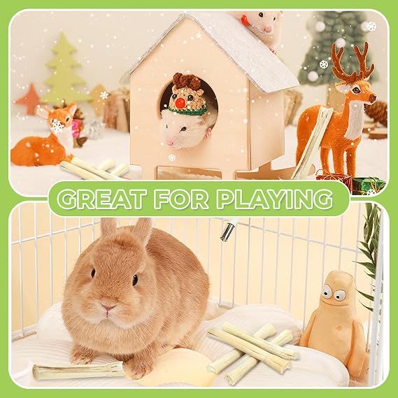 1lb Natural Sweet Bamboo Chew Sticks, Molar Teething Treats Toys for Rabbits, Bunnies, Guinea Pigs, Hamsters, Chinchillas, Rats & Other Small Animals