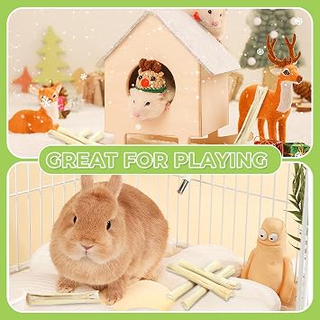 1lb Natural Sweet Bamboo Chew Sticks, Molar Teething Treats Toys for Rabbits, Bunnies, Guinea Pigs, Hamsters, Chinchillas, Rats & Other Small Animals