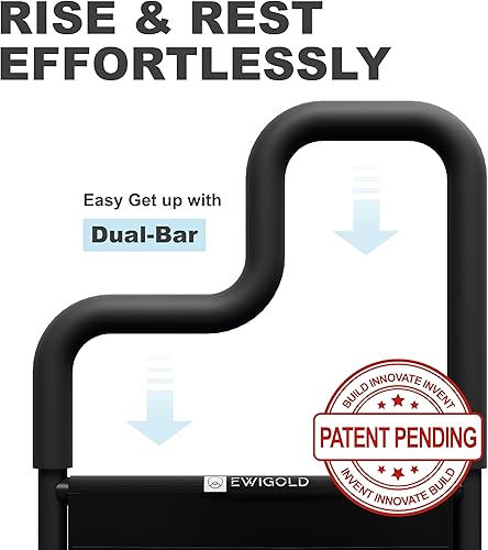 Miniatura 3 de Rieles de cama de doble barra para seguridad de adultos mayores, rieles de cama con mango ajustable en altura, riel de asistencia de cama con