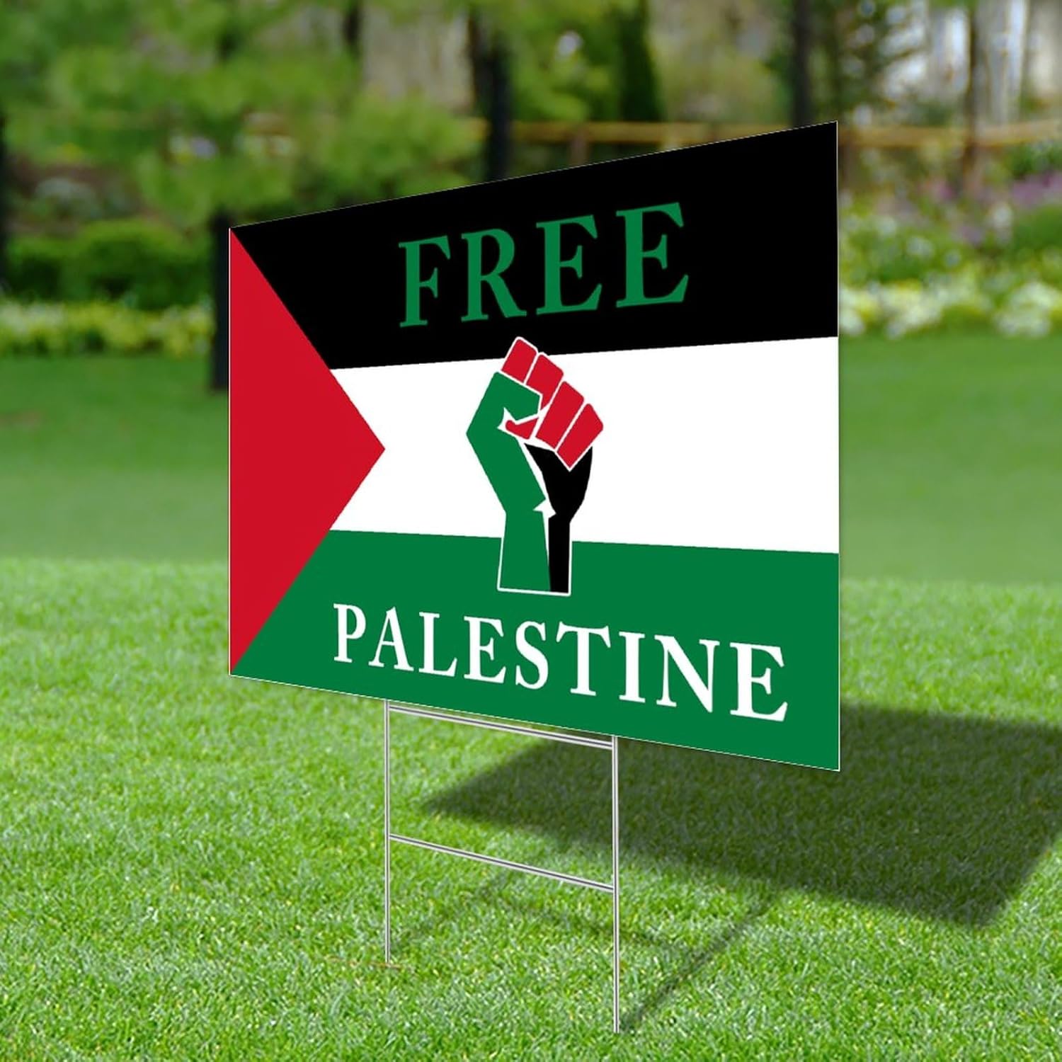 Palestine Yard Sign Free Palestine Plastic Yard Lawn Sign with H-Stakes 2-Sided Novelty 18"x 24" Fade Resistant Ink Israeli-Palestinian Peace Flag Indoor Ourdoor Sign