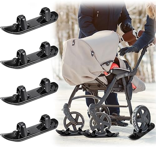 4 piezas de cochecito de nieve esquís de invierno trineo accesorio de esquí trineo de invierno esquís para campos de nieve, cochecito de bebé,