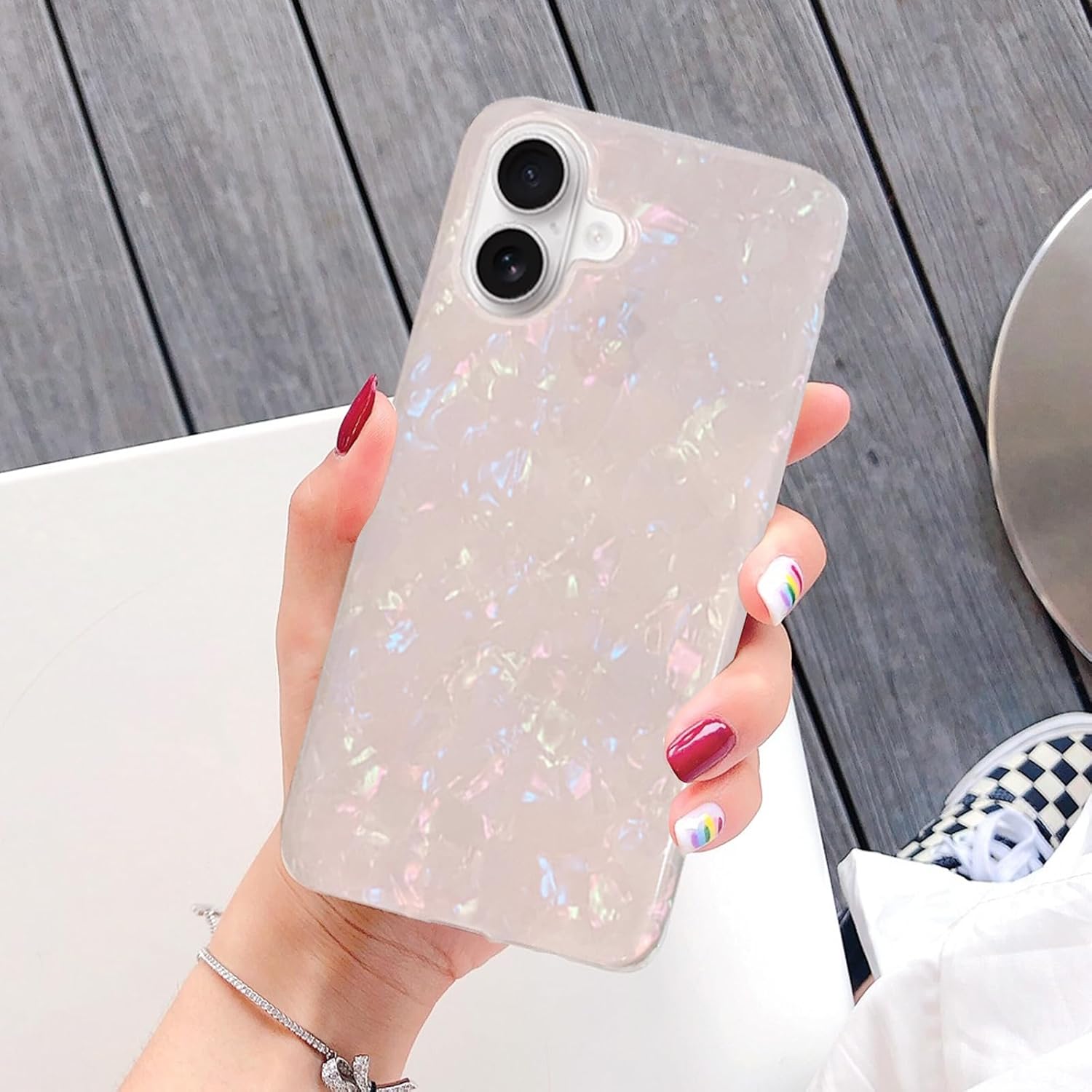 J.west Compatible with iPhone 16 Case 6.1 inch,Sparkle Opal Glitter Translucent Clear Soft TPU Slim Fit Protective Phone Cover Case for Women Girls Colorful - Image 5